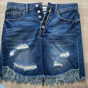 Distressed Denim Skirt